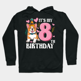 Its My 8th Birthday Dog Theme Bday Party Celebration Hoodie